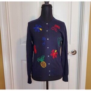 J Crew Embroidered Fruit Cotton Jackie Cardigan Women’s Sweater SMALL NWT